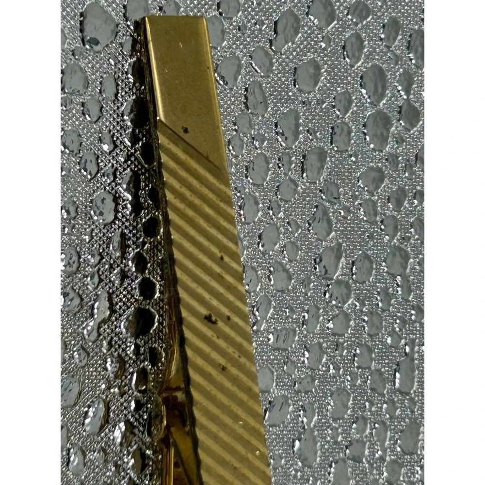 Vintage Gold Tone Ridged Tie Clip Mens‎ Formal Accessory Alligator Clasp Bar